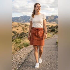 Albion Away Skirt Checkered Windowpane Tan White Small